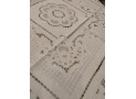 Table Topper square in cream colour cut work and fullstitch