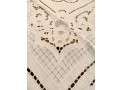 Table Topper square in cream colour cut work and fullstitch