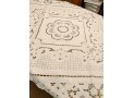 Table Topper square in cream colour cut work and fullstitch