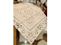 Table Topper square in cream colour cut work and fullstitch