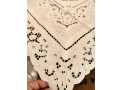 Table Topper square in cream colour cut work and fullstitch